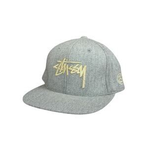 Stussy Script Signature Capz Heather Grey Wool Blend SS Logo One Size Snapback